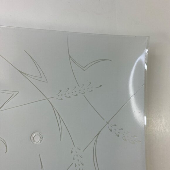 Vintage Frosted Glass Square Light Fixture Cover Etched Abstract Wheat Design - Picture 8 of 13